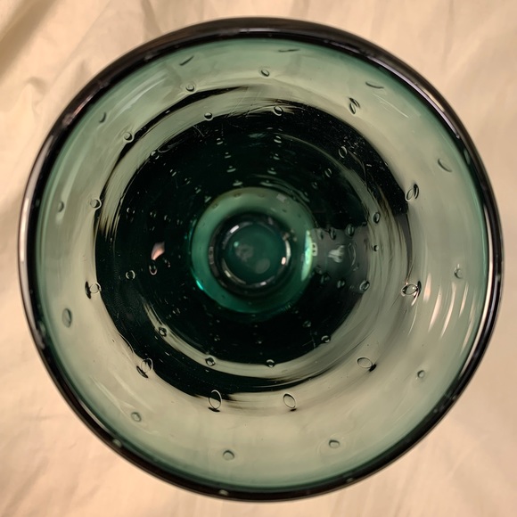 Handblown, Controlled Bubbles, Ombré Art Glass Vase Tumbler Blue/Green - Picture 9 of 10